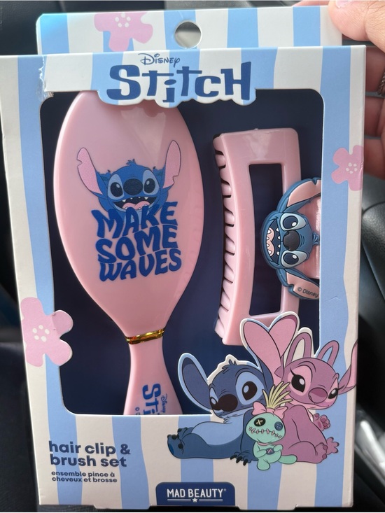 Disney Other - Disney Stitch Pink Kids Hair Brush & Clip Set